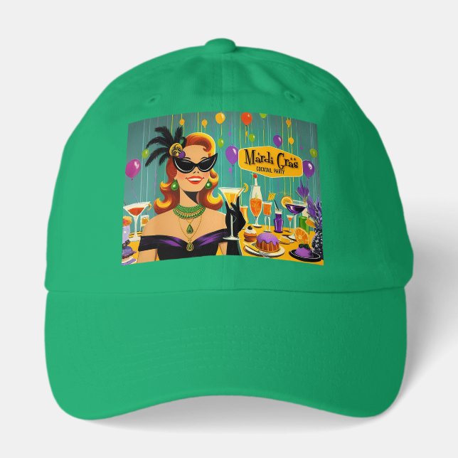 Retro 50s Mardi Gras Martini Cocktail Party Hat (Front)