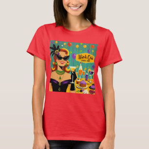 Retro 50s Mardi Gras Martini Cocktail Party T-Shirt