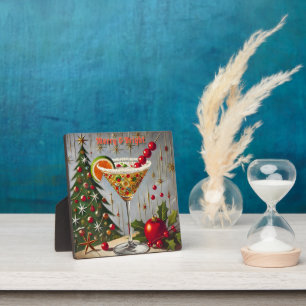 Retro 50s Merry Bright Christmas Candy Cocktail Plaque