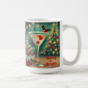Retro 50s Merry Bright Christmas Cocktail Martini Coffee Mug
