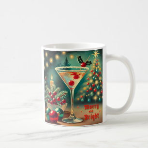 Retro 50s Merry Bright Christmas Cocktail Martini Coffee Mug