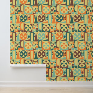 Retro 50s Mid-Century Modern Abstract Geometric Wallpaper