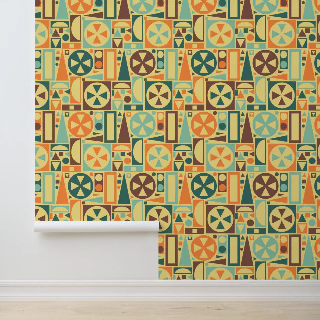 Retro 50s Mid-Century Modern Abstract Geometric Wallpaper | Zazzle