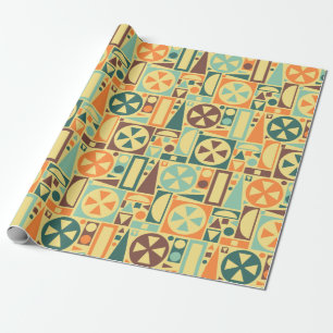 Retro 50s Mid-Century Modern Orange Geometric Wrapping Paper