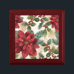 Retro 50s Poinsettia Red Green Cream Jewelry Box<br><div class="desc">Thank You for visiting The Holiday Christmas Shop! You are viewing The Lee Hiller Designs Holiday Collection of Home and Office Decor,  Apparel,  Gifts,  Collectibles and more. The Designs include Lee Hiller Photography in Hand Drawn Mixed Media and  Digital Art Collection.</div>