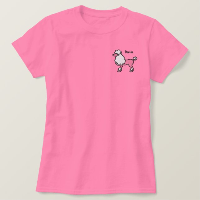 Retro 50s Poodle Personalized Custom Name Embroidered Shirt (Design Front)