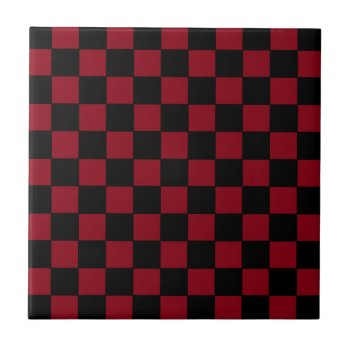 Retro 50s Red & Black Checkerboard Decorator Tile by CricketDiane at Zazzle