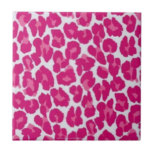 Retro 50s Rockabilly Pink Leopard Print Tile