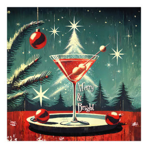 Retro 50s Snow Flurry Christmas Tree Martini Photo Print