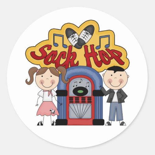 Retro 50s Sock Hop Classic Round Sticker