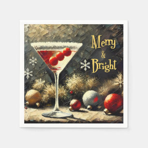 Retro 50s Triple Cranberry Christmas Martini Napkins