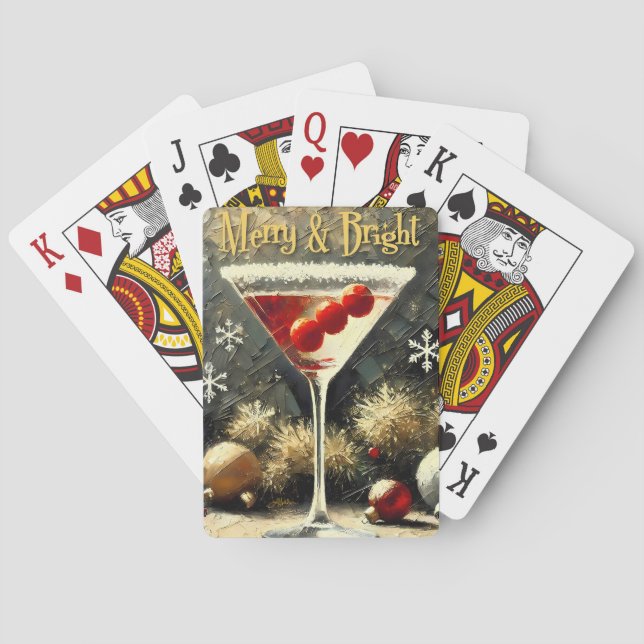 Retro 50s Triple Cranberry Christmas Martini Poker Cards (Back)
