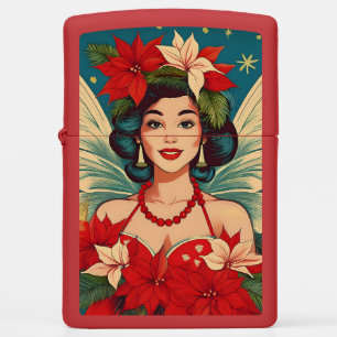 Retro 50s Tropical Christmas Pin-Up Beauty Queen Zippo Lighter