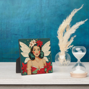 Retro 50s Tropical Christmas Pin-Up Starlet Plaque