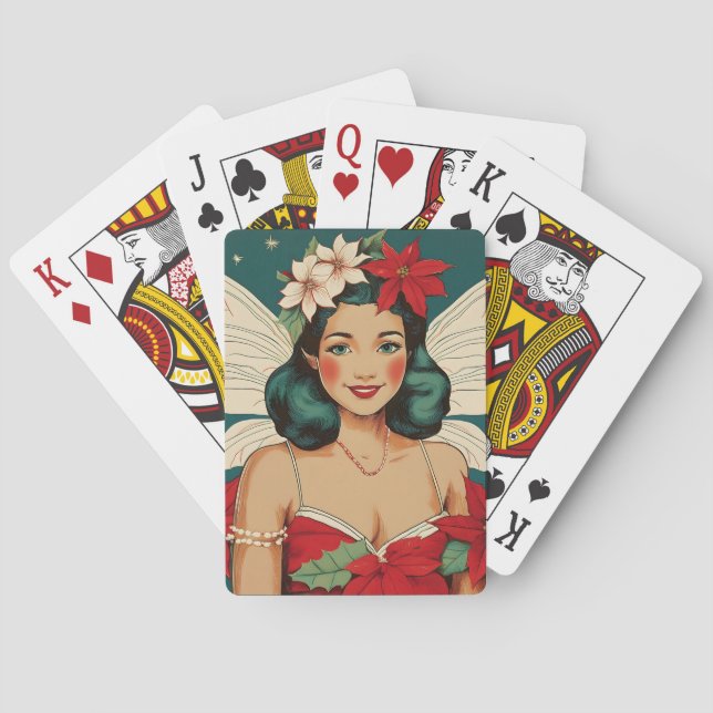 Retro 50s Tropical Christmas Pin-Up Starlet Poker Cards (Back)