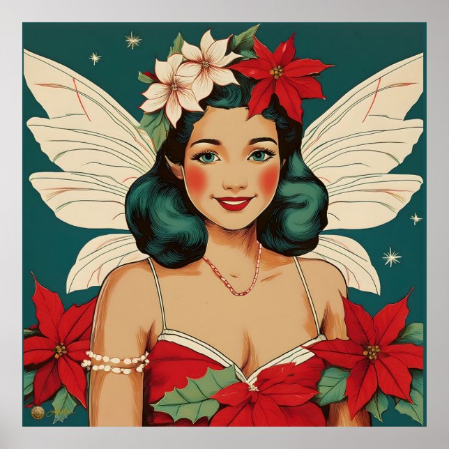 Retro 50s Tropical Christmas Pin-Up Starlet Poster (Front)