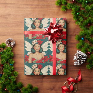 Retro 50s Tropical Christmas Pin-Up Starlet Wrapping Paper