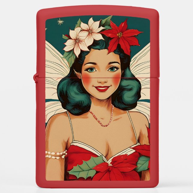 Retro 50s Tropical Christmas Pin-Up Starlet Zippo Lighter (Front)