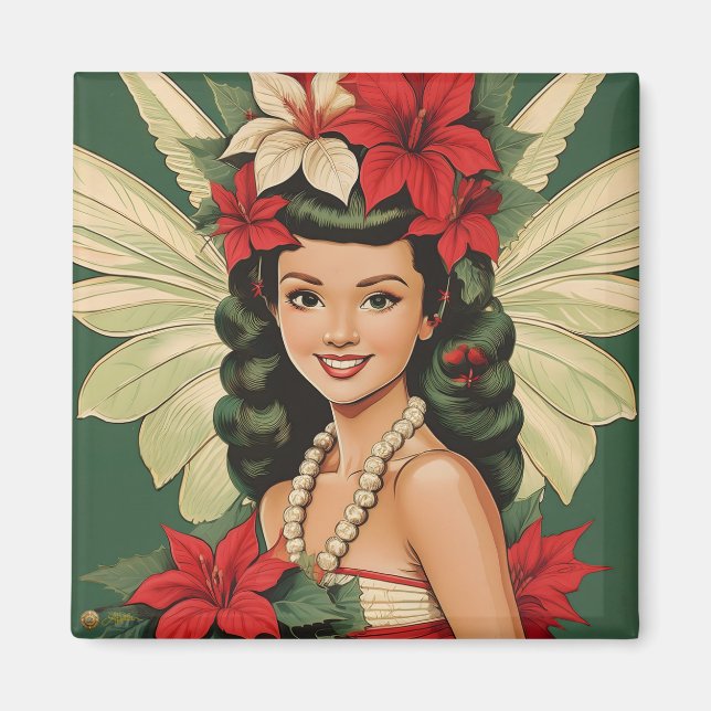 Retro 50s Tropical Christmas Princess Magnet (Front)