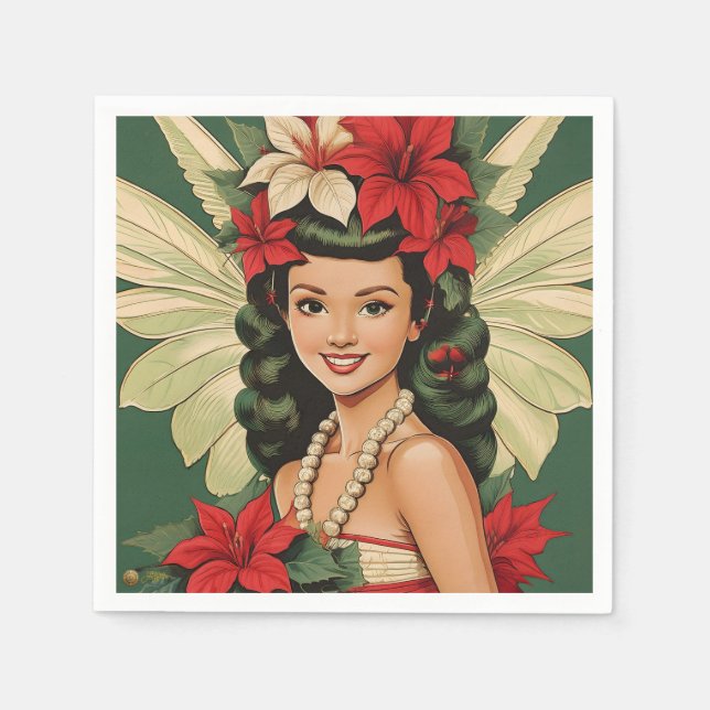 Retro 50s Tropical Christmas Princess Napkins (Front)