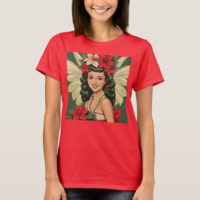 Retro 50s Tropical Christmas Princess T-Shirt (Front)