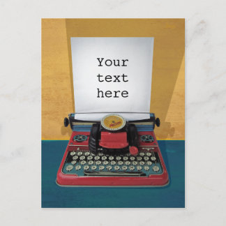 Retro 50s typewriter vintage toy customize text postcard