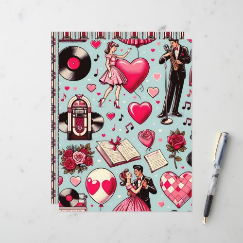 Retro 50s Valentine Scrapbook Paper