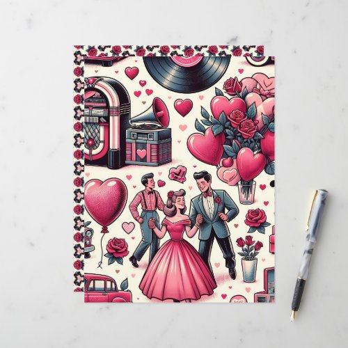 Retro 50s Valentine Scrapbook Paper
