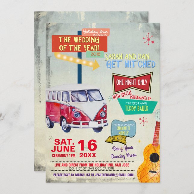 Retro 50's Wedding Invitation (Front/Back)