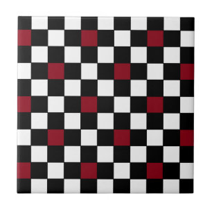 Retro 50s Wine Black Checkerboard Decorator Tile 3