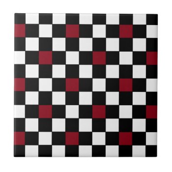 Retro 50s Wine Black Checkerboard Decorator Tile 3 by CricketDiane at Zazzle
