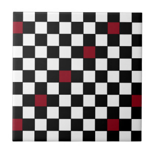 Retro 50s Wine Black Checkerboard Decorator Tile 4