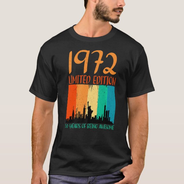 Retro 50th Birthday  1972 50 Years Of Being Awesom T-Shirt (Front)