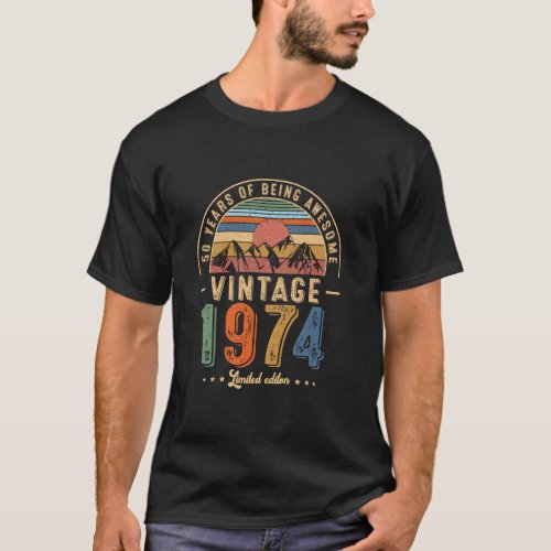 Retro 50th Birthday 50 Year Old Bday Vintage 1974  T_Shirt