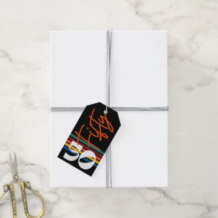 Retro 50th Birthday Colorful Striped Gift  Tags