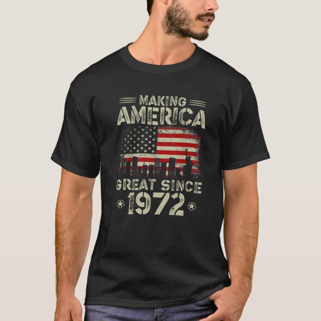 Retro 50Th Birthday USA Flag Making America Great T-Shirt (Front)