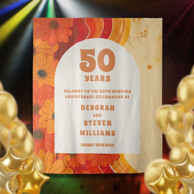 Retro 50th Wedding Anniversary Photobooth Backdrop (Retro 50th Wedding Anniversary Photobooth Backdrop)