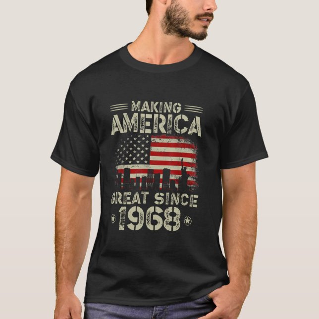 Retro 54th Birthday USA Flag Making America Great  T-Shirt (Front)