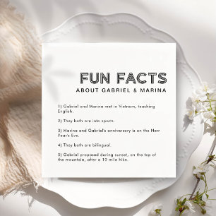 Retro 5 Fun Facts Wedding Napkins