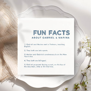 Retro 5 Fun Facts Wedding Napkins