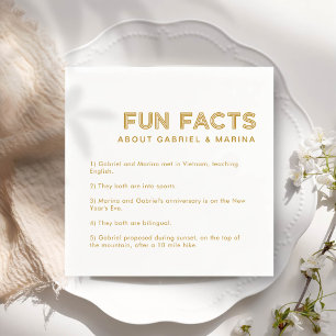Retro 5 Fun Facts Wedding Napkins