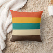 Retro 5 Stripes Vintage Teal Orange Brown Throw Pillow (Blanket)