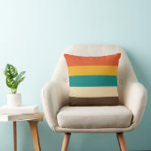 Retro 5 Stripes Vintage Teal Orange Brown Throw Pillow (Chair)