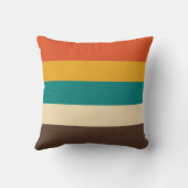 Retro 5 Stripes Vintage Teal Orange Brown Throw Pillow (Back)