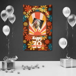 Retro 60’s Flower Power Custom Photo 70th Birthday Banner<br><div class="desc">Whether you're turning 60, 70, 80 or feeling groovy at any age, this celebration is sure to be a hit. Join us for a retro-inspired birthday happening filled with groovy vibes and flower power! Our 60s-themed party collection promises a trip down memory lane with colorful decorations, peace signs, and tie-dye...</div>
