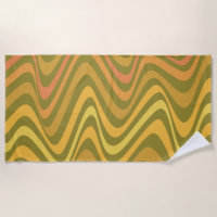 Retro 60s 70s Abstract Lines Pattern Green Yellow
