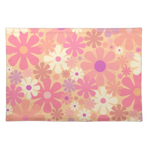 Retro 60s 70s Aesthetic Floral Pattern Cloth Placemat