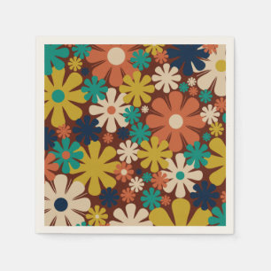 Retro 60s 70s Aesthetic Floral Pattern Napkins