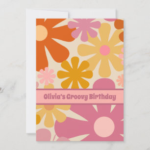 Retro 60s 70s Aesthetic Floral Pattern Personalize Invitation