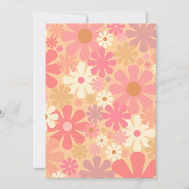 Retro 60s 70s Aesthetic Floral Pattern Pretty Pink Invitation (Front)